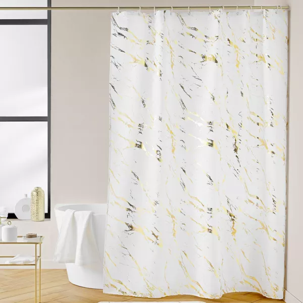 Tenda da doccia effetto marmo (180 x 200 cm) Aquamarbre Bianco