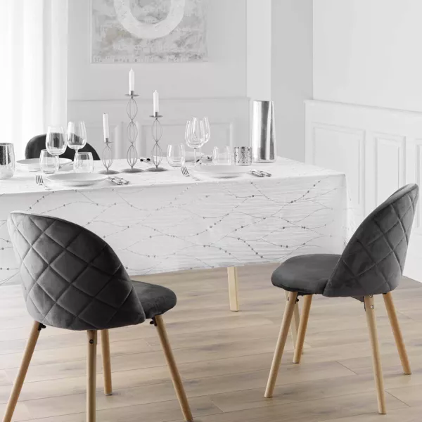 Tovaglia natalizia rettangolare (140 x 240 cm) Astrelia Bianco e argento