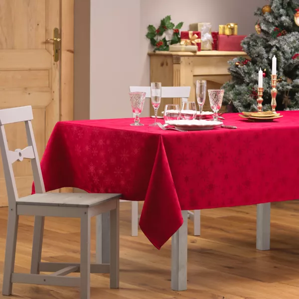 Rektangul�rt juledug (140 x 300 cm) Vinterflage R�d
