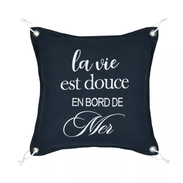Coussin carr� coton (50 x 50 cm) Bordemer Bleu marine