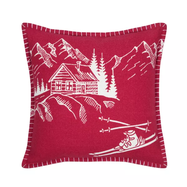 Coussin Carr� Coton (45 x 45 cm) Villard Rouge