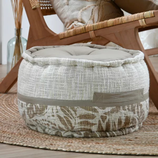 Rundt gulvbetr�k i bomuld, h�j (40 x 30 cm) Hemera Taupe