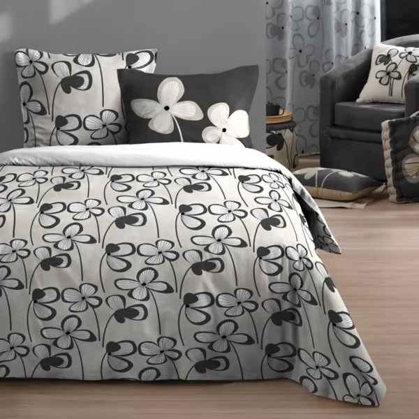 Housse de couette et deux taies d'oreiller en coton (260 x 240 cm) Tilda Gris