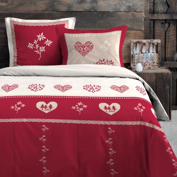 Funda de edred�n y dos fundas de almohada de algod�n (240 x 220 cm) Modane Rojo