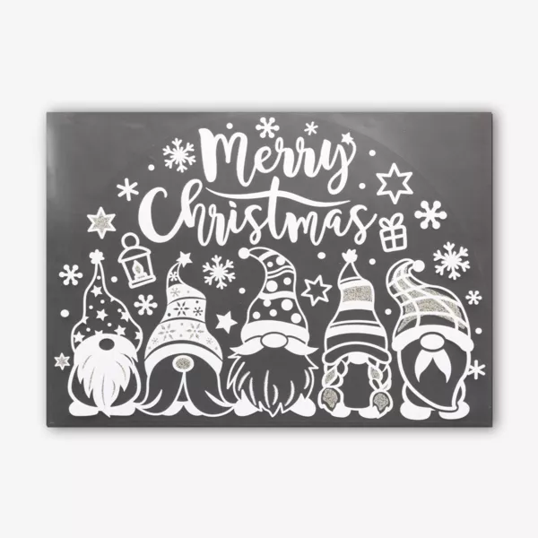 Vinduesklisterm�rke med statisk kl�bning (40 x 28,5 cm) Gl�delig jul nisser
