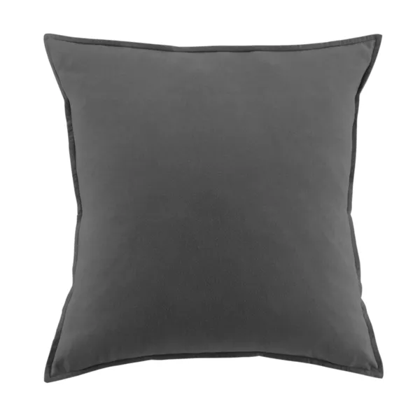 Taie d'oreiller carr�e flanelle de coton (63 x 63 cm) Nina Gris anthracite