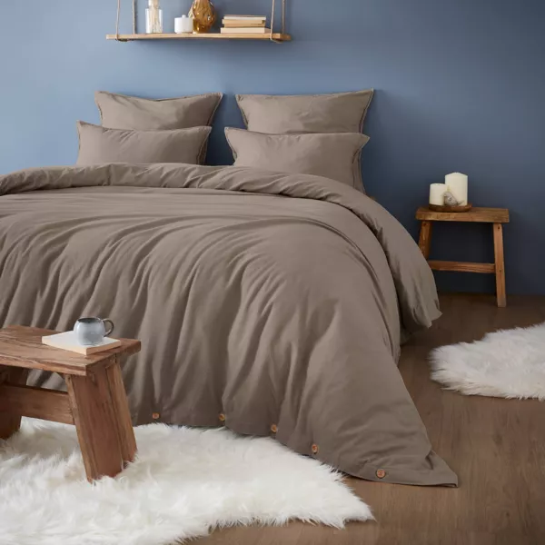 Housse de couette flanelle de coton (260 x 240 cm) Nina Ficelle