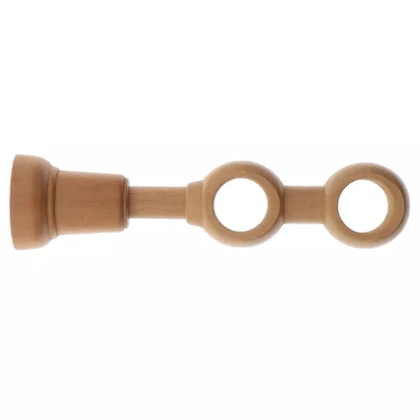 Soporte doble fijo para barra de cortina de madera (L21.5 cm /D28 mm) Nils Beige Barnizado