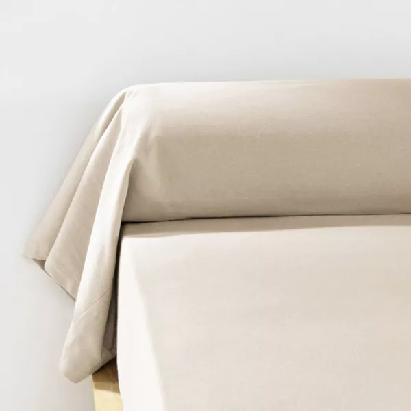 Funda de almohada de algod�n de franela (L185 cm) Nina Beige