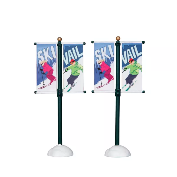 Accessoire Lemax (H10 cm) Lot de 2 poteaux avec banni�res Ski Vail