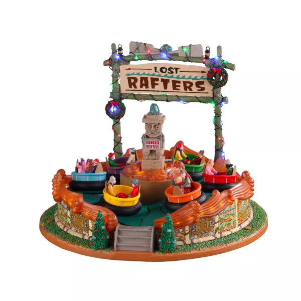 Village de No�l Lemax lumineux, musical et anim� Man�ge Rafteurs perdus