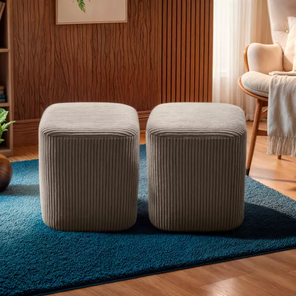 Lot de 2 poufs en velours (H38 cm) Shan Taupe