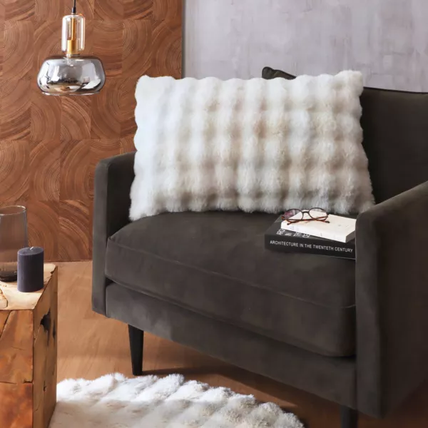 Coussin rectangulaire fausse fourrure (50 x 80 cm) Toronto Ivoire