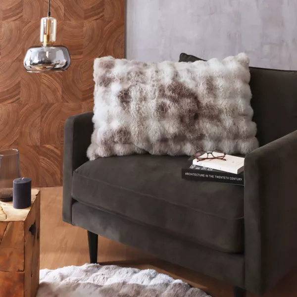 Coussin rectangulaire fausse fourrure (50 x 80 cm) Toronto Taupe