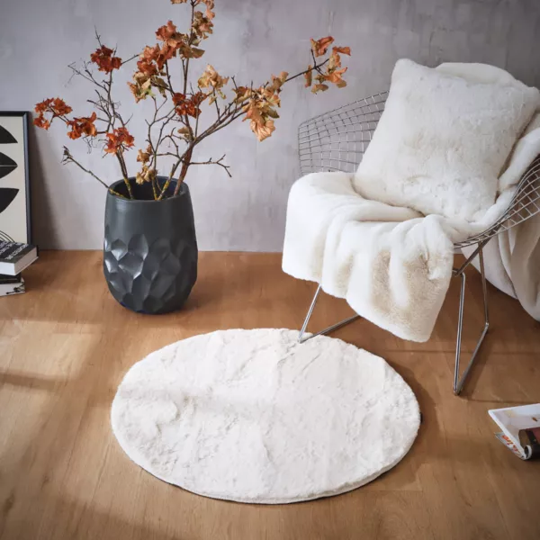 Tapis rond fausse fourrure (80 cm) Finn Blanc