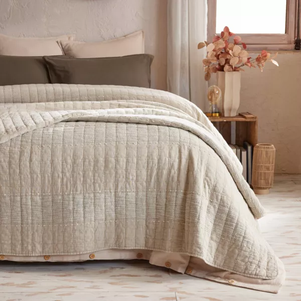 Colcha de algod�n acolchada (220 x 240 cm) Lena Beige arena