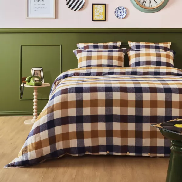 Bomuld flannel dynebetr�k (240 x 220 cm) Nina tern Multifarvet