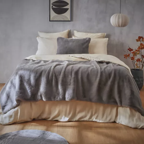 �dredon fausse fourrure (90 x 220 cm) Finn Gris anthracite