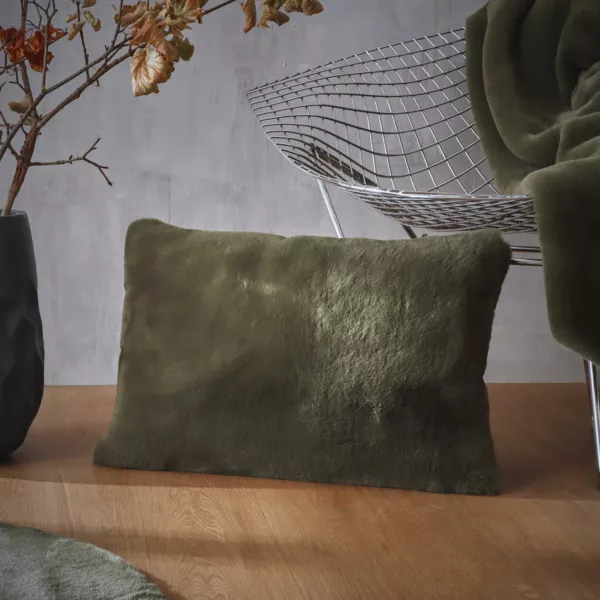 Cuscino rettangolare in finta pelliccia (40 x 60 cm) Finn Verde kaki