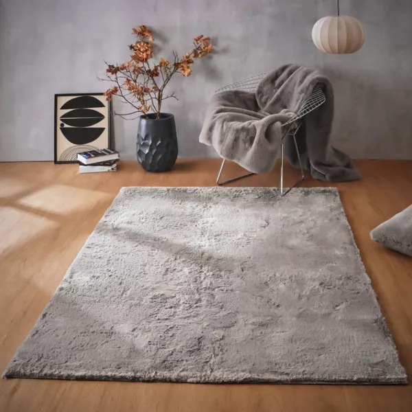 Rechteckiger Kunstfellteppich (140 x 200 cm) Finn Taupe