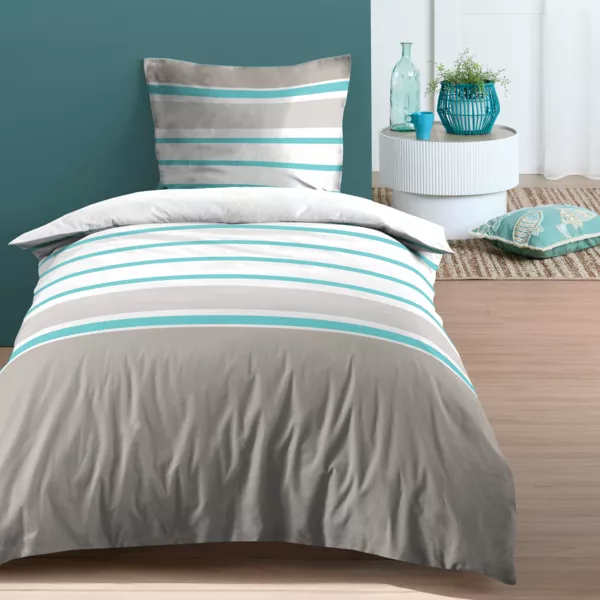 Housse de couette et une taie d'oreiller en coton (140 x 200 cm) Barbade Vert c�ladon
