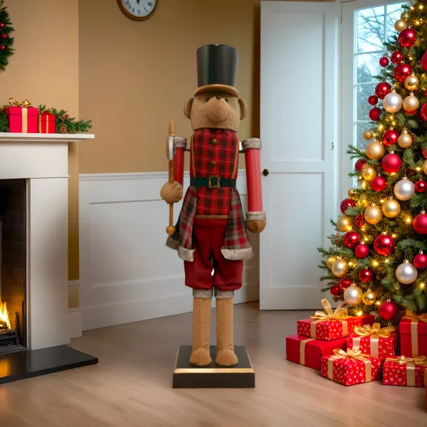 Muzikale en geanimeerde Notenkraker Muzikant (H154 cm) Teddy rood