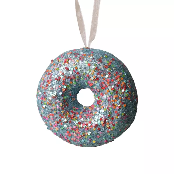 Weihnachtsdonut zum Aufh�ngen (D9 cm) Leckerei Blau glitzernd
