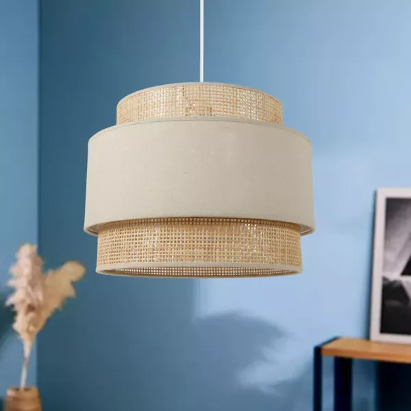 H�ngelampe i rattan (D40 cm) Solara Beige