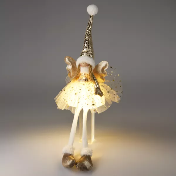 Bambola luminosa seduta a pile (H60 cm) Lina Glitter Oro