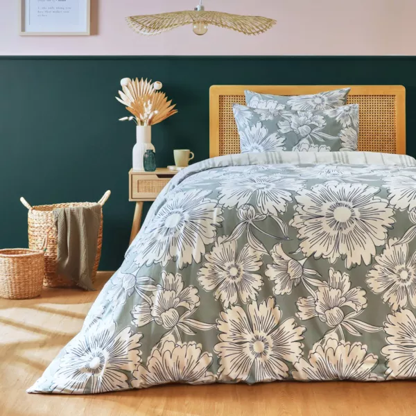 Housse de couette coton (140 x 200 cm) Lara Vert