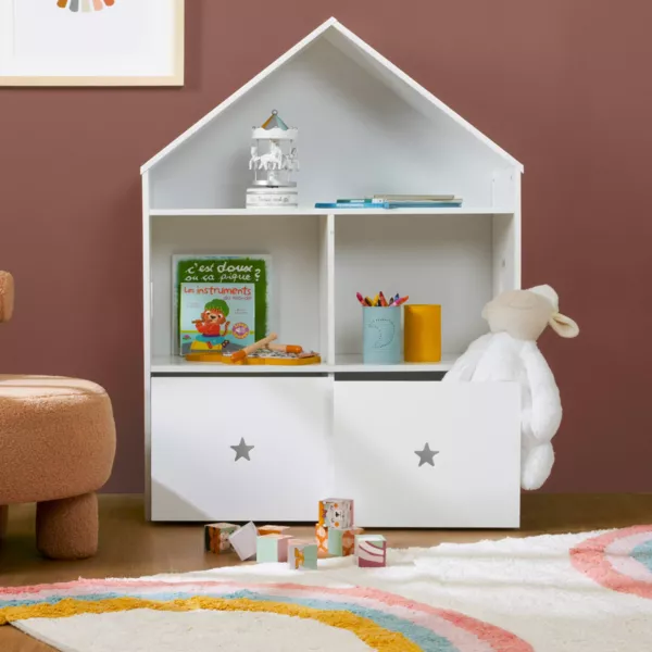 Etag�re enfant bois 3 niveaux (H97 cm) Stars Blanc