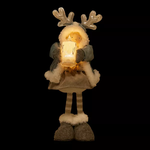 Lichtgevende staande pop (H34 cm) Alice en kaars Hemelsblauw