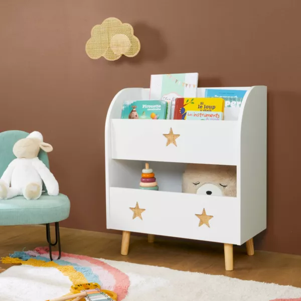 B�cherregal Kinderzimmer Holz (H72 cm) Stars Wei�