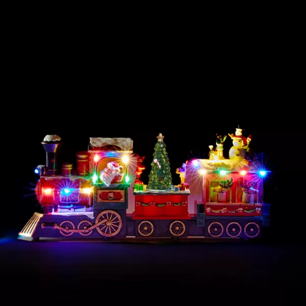 Trenino di Natale animato e musicale (H38 cm) Babbo Natale e i suoi folletti Multicolore