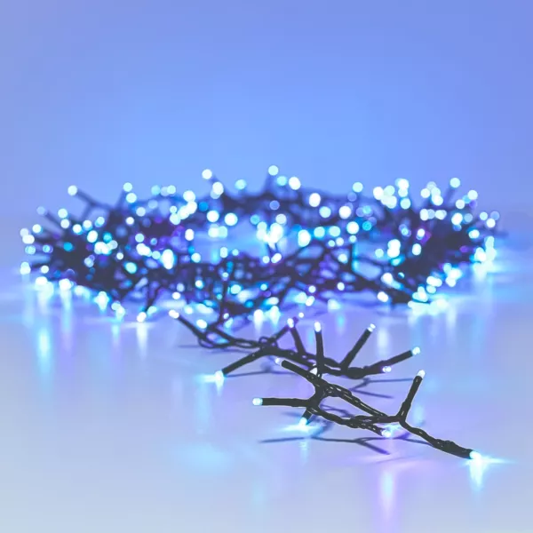 Lysk�de 16 m 750 LED gr�n kabel Luksus Tricolor Gr�n bl� og hvid