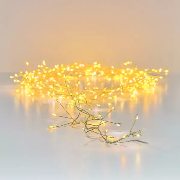 Lysk�de 12 m 960 Micro LED guld kabel Luksus tofarvet Varm og kold hvid