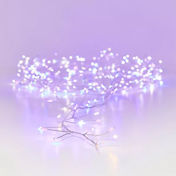 Lysk�de 6 m 480 Micro LED s�lvkabel Luksus Tricolor Pink, varm og kold hvid