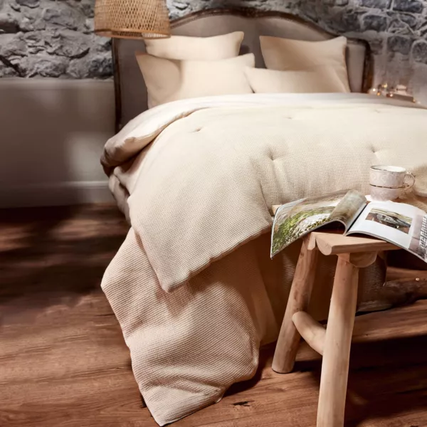 Edredon coton nid d'abeille (90 x 220 cm) Eva Beige