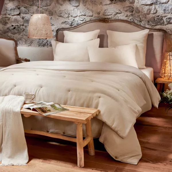 Housse de couette coton nid d'abeille (280 x 240 cm) Eva Beige