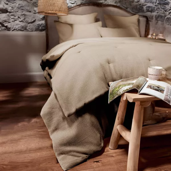 Edredon coton nid d'abeille (90 x 220 cm) Eva Ficelle