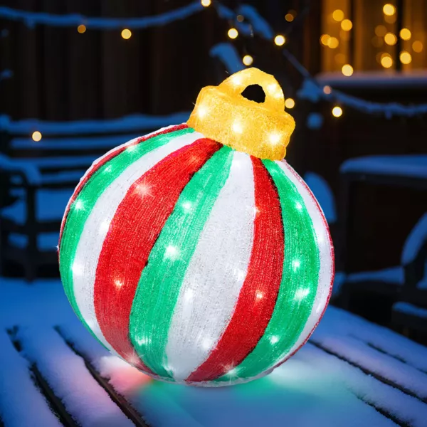 Gigantisk lysende julekugle med 80 LED (H39 cm) Circus Multifarvet og koldt hvidt
