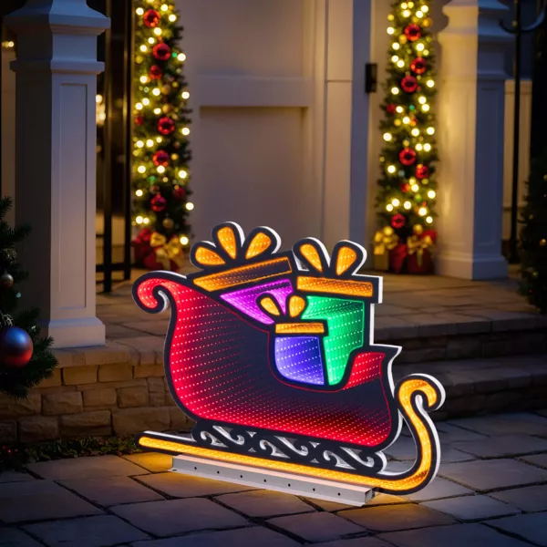 Lichtgevende Kerstman slee 396 LED (H45 cm) Infinity Multicolor