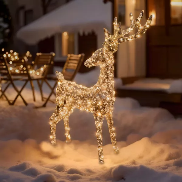 Renne lumineux 960 Micro LED (H130 cm) Fuzzle effet flash Blanc chaud