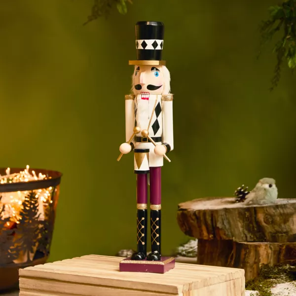 Soldado Cascanueces de madera (H50 cm) Gaby y su tambor Imperial Blanco