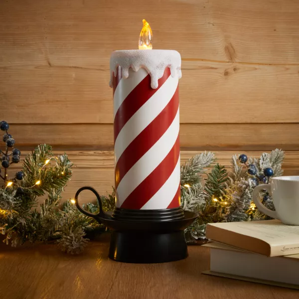 LED-Dekokerze leuchtend (H30 cm) Candy Candle Rot und Wei�