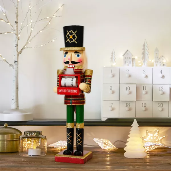 Nussknacker aus Holz Glitzernder Adventskalender (H38 cm)
