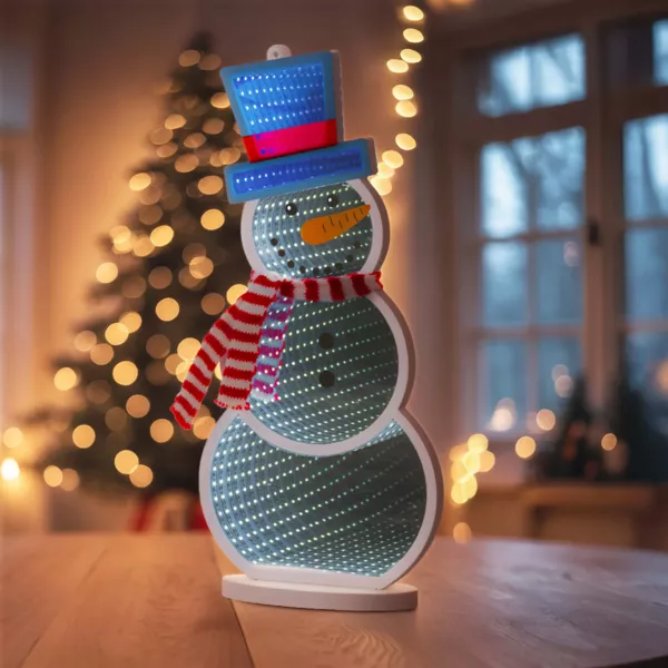 Beleuchteter Schneemann 137 LED (H40 cm) Infinity Mehrfarbig