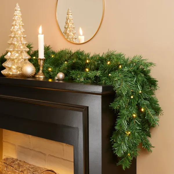 Guirlande Décorative Sapin 180 Cm Avec Pommes De Pin - Lumineuse - Marque Britesta - Neuf