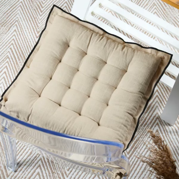 Coj�n de silla cuadrado de algod�n (38 x 38 cm) Helios Marfil