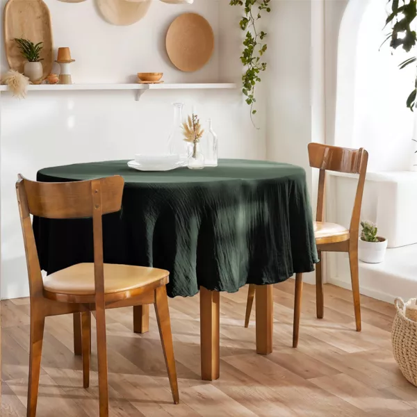 Nappe ronde gaze de coton (180 cm) Ga�a Vert sapin